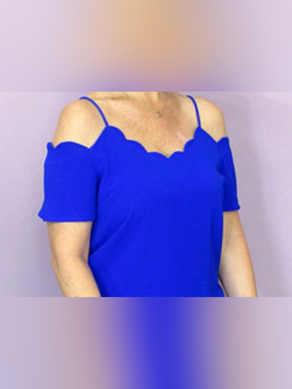 Monteau Royal Blue Cold-Shoulder Scallop Neck Cami